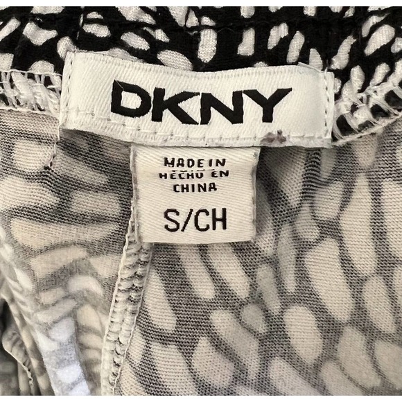 DKNY Brushed Jersey Pull On Pants Womens Size Small Stretch Black White Pockets - Picture 3 of 13